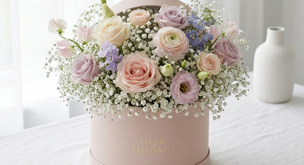 ترکیب گلهای فانتزی در جعبه گل شیک برای هدیه تولد و مناسبتهای خاص